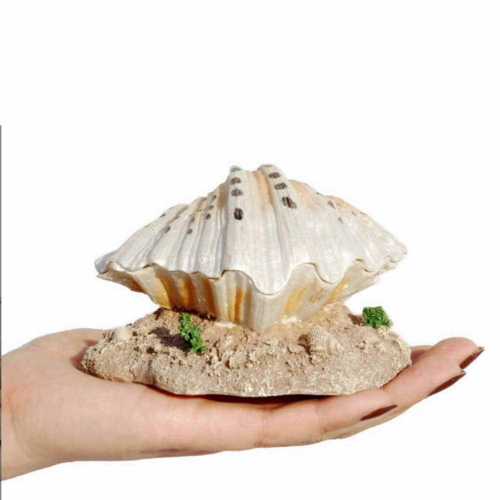 Aquarium Shell Decoration with Air Stone Bubble Tropical Clam Ornament Aquarium Landscaping Decoration
