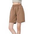 thumbnail image 1 of Timegard Womens Lounge Shorts Ruched Wide Leg Elastic Waisted Comfy Summer Loose Shorts with Pockets, 1 of 7