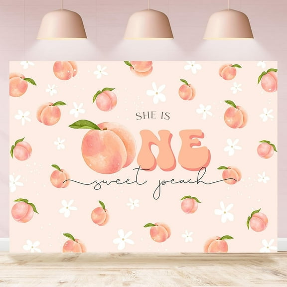 7x5Ft Peach Themed 1st Birthday Backdrop for Girls She is One Sweet Peach Floral Photography Background Girls First Birthday Party Decoration Supplies Banner Photo Booth Props