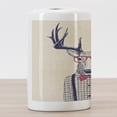 thumbnail image 3 of Hipster Ceramic Toothbrush Holder, Humorous Portrait of Deer with Jazz Polka Dotted Bow and Shirt, Decorative Versatile Countertop for Bathroom, 4.5" X 2.7", Indigo Dark Coral, 3 of 4