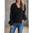 thumbnail image 4 of Women'S Winter Button Down Cardigan Sweaters Casual Coats Oversized Chunky Cable Knit Long Sleeve Outwear Black M, 4 of 8