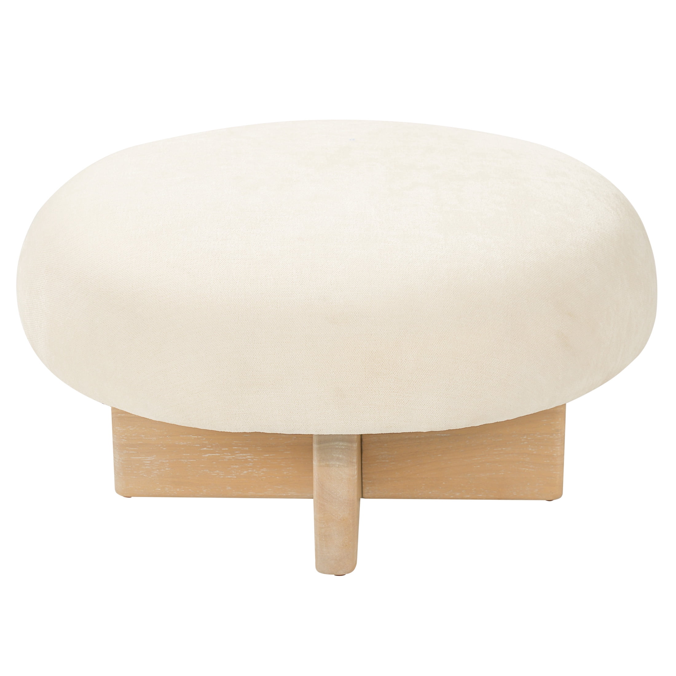 Christopher Knight Home Round Mushroom Upholstered Ottoman Stools, Set of 2, Beige + Natural