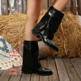 thumbnail image 6 of Womens Pointed Toe Mid Calf Boots Heel Fold Over Boots Pull On Non Fashion Boots Dress Tall Boots for Women(Color:Black,Size:7), 6 of 8