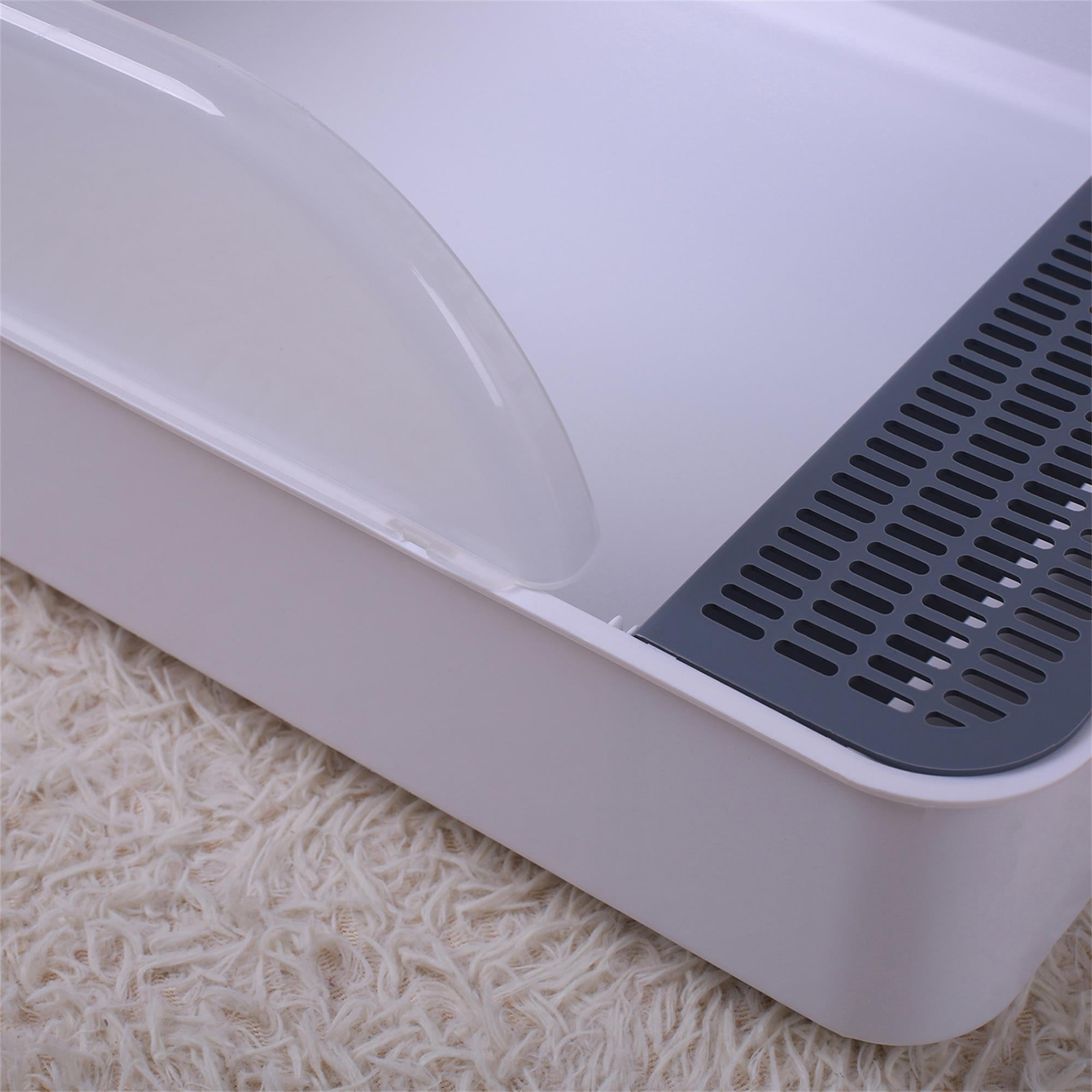 Pefilos 20" Cat Litter Box, Plastic Cat Litter Box with Handy Litter Scoop, Cat Toilet for Indoor Cats, White Pefilos 20" Cat Litter Box, Plastic Cat Litter Box with Handy Litter Scoop, Cat Toilet for Indoor Cats, White