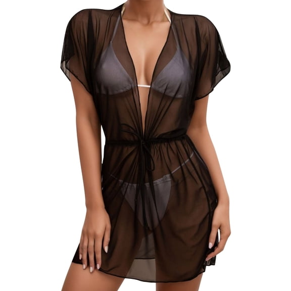 Women'S Swimwear Shorts Sheer Mesh Up Sheer Wraps Wrap Bikini Solid Lace Underwire Tankini Tops for Women,Black,XL