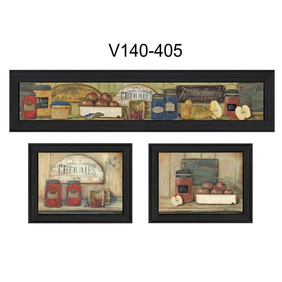 3-Pc "Kitchen" Black Framed Printed Wall Art