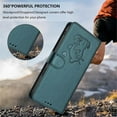 thumbnail image 6 of Wallet Leather Case For iPhone 17 6.3",with Card Holder,wristband, Shockproof Kickstand Embossed Love Cat Phone Case,Dark Green,For iPhone 17, 6 of 8