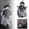 thumbnail image 3 of SIguan,Halloween Witch Tree Topper Decoration,Witch with Spider Web Skirt, Black Pointed Hat and Flying Broom Conical Base for Halloween Desktop,Treetop,Fireplace,Home Decorations Black1 7.08*10.23'', 3 of 9