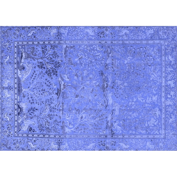 Ahgly Company Machine Washable Indoor Rectangle Animal Blue Traditional Area Rugs, 7' x 9'