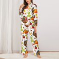 thumbnail image 2 of Vsdgher Thanksgiving Turkey Pajamas Set Long Sleeve Sleepwear Womens Button Down Nightwear Pj Sets-, 2 of 7