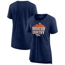 Women's Heather Navy Denver Broncos Hometown First Down Tri-Blend T-Shirt
