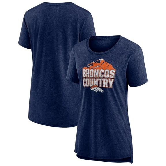 Women's Heather Navy Denver Broncos Hometown First Down Tri-Blend T-Shirt