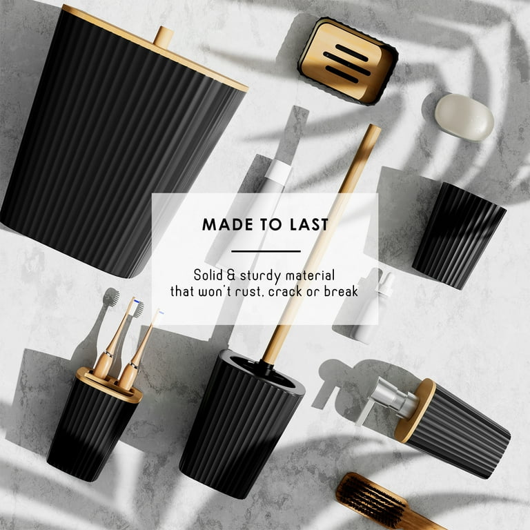 Hearth & Harbor Black Bathroom Accessories Set with Shower Hearth & Harbor Black Bathroom Accessories Set with Shower