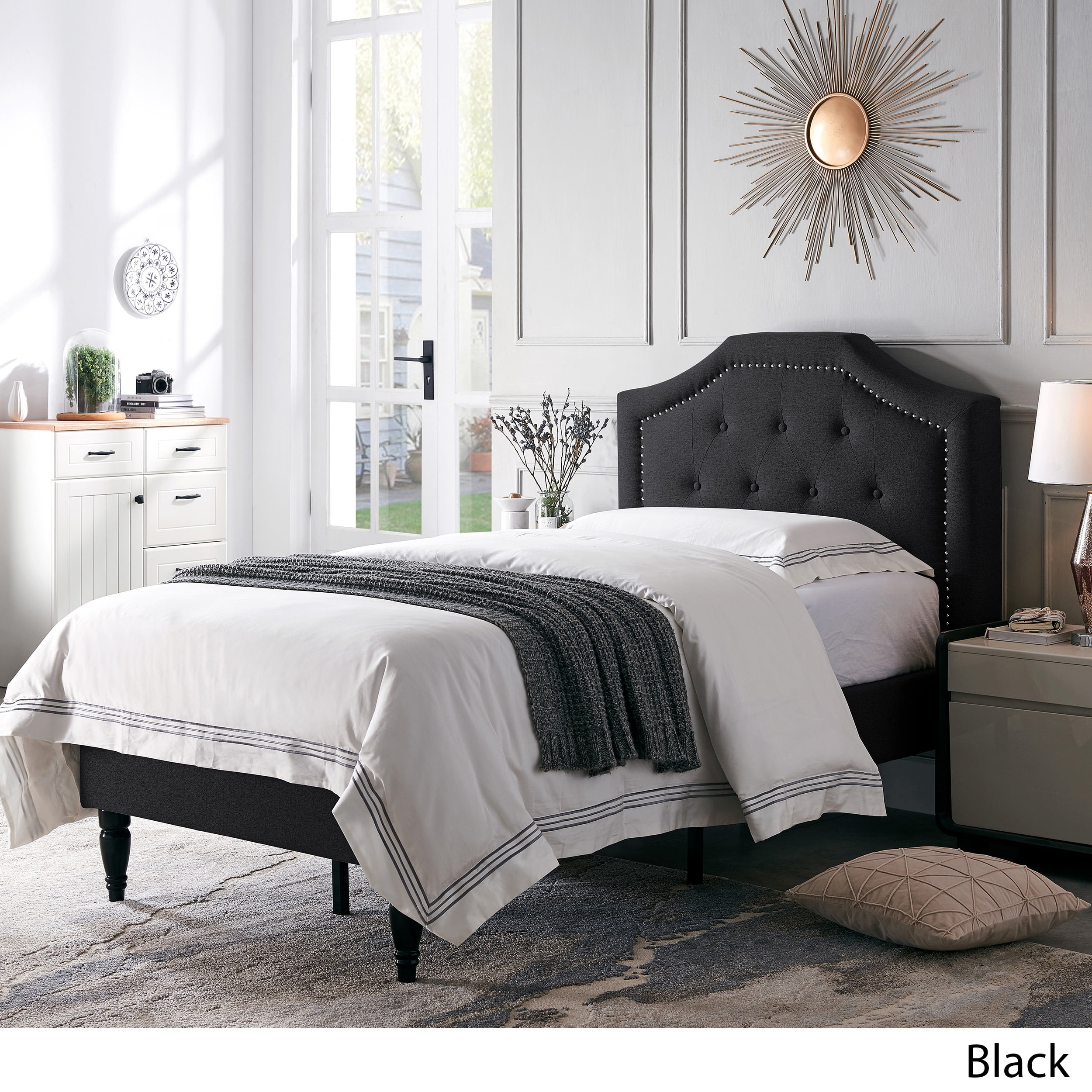 Noble House Rigley Contemporary Upholstered Twin Bed Platform