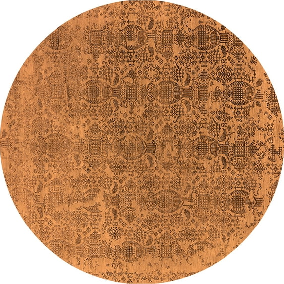 Ahgly Company Indoor Round Oriental Orange Industrial Area Rugs, 5' Round