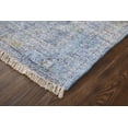 thumbnail image 6 of 5' X 8' Blue and Ivory Abstract Hand Woven Distressed Area Rug With Fringe, 6 of 10