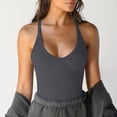 thumbnail image 2 of Miluxas Women's Spaghetti Strap Ribbed Tank Top Slim Workout Racerback Vest Scoop Neck Basic Cami Shirts Dark Gray, 2 of 6