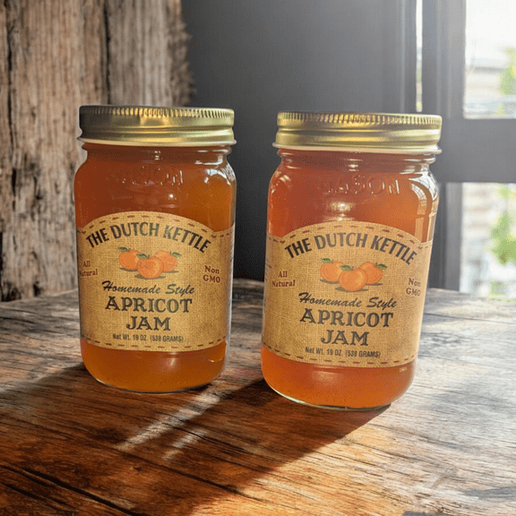 The Dutch Kettle Apricot Jam — Amish Homestyle Fruit Jam, 2 Jars (19 oz Each)