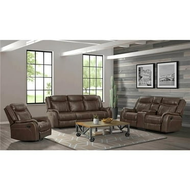 Avant Reclining Living Room Set Brown Faux Leather - 3 Piece