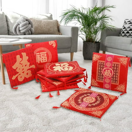 

Andvari Seat Cushion Washable Tassel Design Chinese Style Embroidered Pain Relief Bay Window Cushion Photo Props