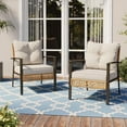 thumbnail image 2 of LAUSAINT HOME Outdoor Wicker Chair, Patio PE Rattan Chair with Beige Cushions, 2 PCS, 2 of 9