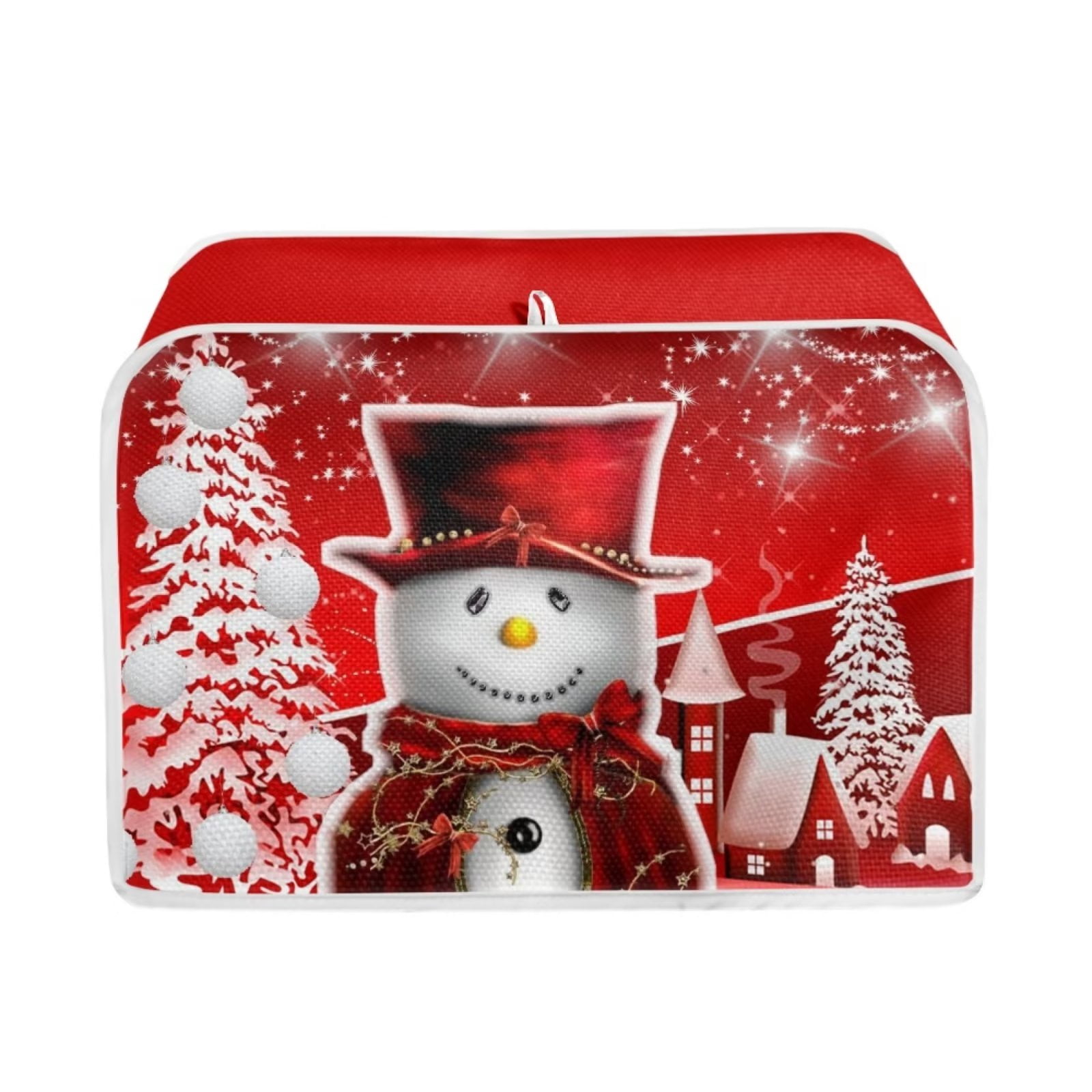 Renewold Christmas Trees Toaster Cover 4 Slice Anti Fingerprints Dust Snowman Kitchen Appliance