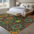 thumbnail image 4 of Retro Boho Area Rugs 5'x8', Washable Small Throw Rugs for Classroom Bedroom, Green Blue Red Ethnic Floral Geometric Abstract Indoor Outdoor Rug Non-Slip Low Pile Carpet Runner Reversible Floor Mats, 4 of 8