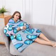 thumbnail image 5 of Oversized Wearable Blanket Hoodie,Blue Butterfly Group Pattern Sherpa Blanket Hoodie with Super Pockets,Super Warm Fuzzy Pullover for Women & Men, 5 of 6