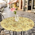 thumbnail image 4 of Summer Bees Fitted Tablecloth with Elastic Edged, Round Table Cloth for Dining Table, Pastoral Garden Yellow Honey Watercolor Waterproof Oil Proof Table Cover for Indoor Outdoor 55"-60", 4 of 8