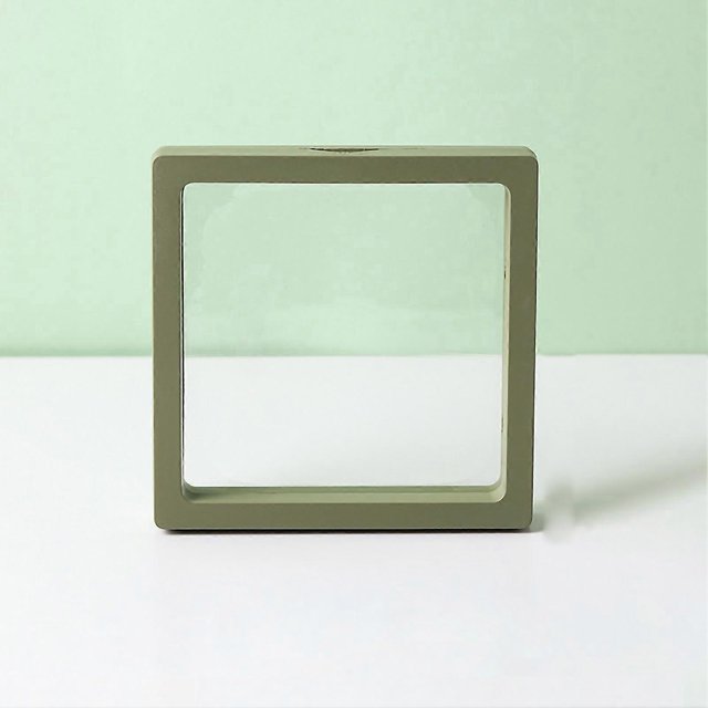 Transparent PE Film Jewelry Storage Box Floating Frame Earrings Display Holder 11x11CMGreen