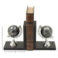 thumbnail image 4 of Decmode Pair of Traditional 7 Inch Silver Aluminum Globe On Black Pine Wood Bookends, Black, 4 of 4