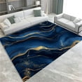 thumbnail image 1 of Large Carpet for Living Room 8 X 10 Ft Area Rugs Abstract Marble Gold Texture Soft Low Pile Carpet, Indoor Blue Washable Rug Non-Slip for Bedroom Dining Room Office & Home Decor, 1 of 7