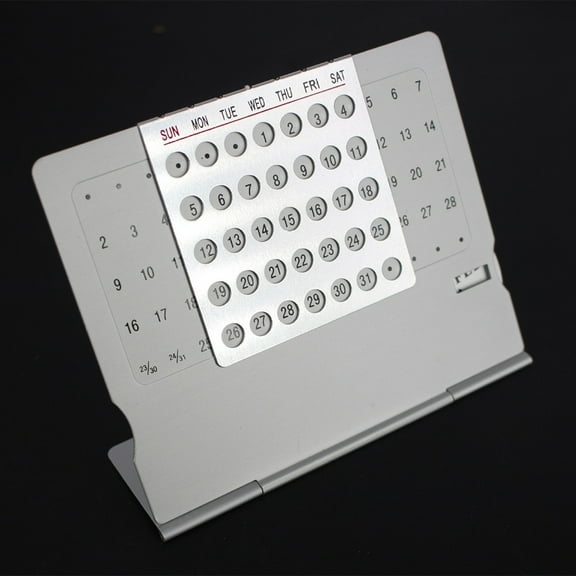 PATLOLLAV Mini Desk Calendar,Creative Aluminum Alloy Perpetual Calendar,Adjustable Small Standing Monthly Desktop Calendar for Home Office,Use for 100 Years