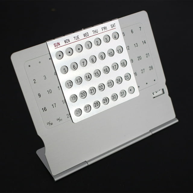 Perpetual Aluminum Desk Calendar | 100 Year Table Calendar | Modern Office Decor | Reusable Metal Organizer | Compact 10.3x3x8.3cm | 1 Piece | Durable Premium Design