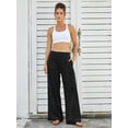 thumbnail image 3 of Pantalones Palazzo FireSwan para mujer, pierna ancha, tela gofrada negra, 3 of 6