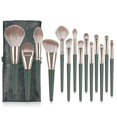 thumbnail image 2 of Makeup Brushes 14pcs/set Green Make Up Brush With Bag Cosmetics Beauty Tool Foundation Powder Blush, 2 of 5