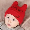thumbnail image 2 of Baby Winter Warm Knitted Hat, Fleece Lined Girls Boys Infant Winter Scarf Earflap Hood Skull Caps Red, 2 of 5