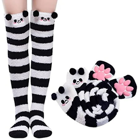 

Knee High / Thigh High Cosplay 3D Paw Pad Silicone Kitten Over The Knee Coral Fleece Socks 22 Colors