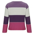 thumbnail image 5 of Htigea Womens Plus Size Sweaters Knit Long Sleeve Crewneck Tops Color Block Pullover Jumper Purple 2XL, 5 of 6