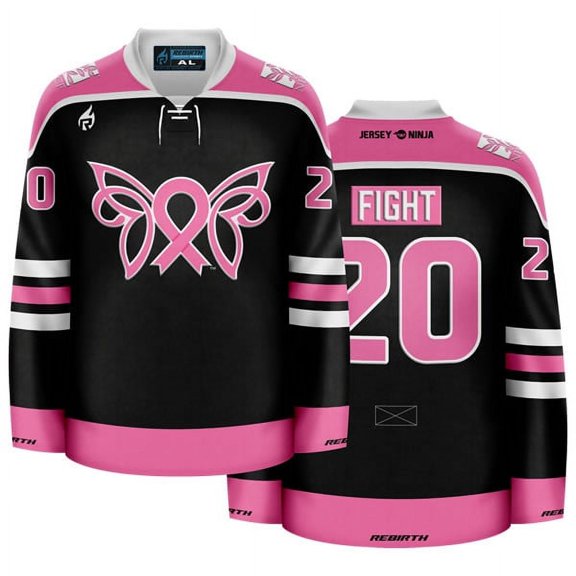 Breast Cancer Awareness Butterfly Black Charity Hockey Jersey