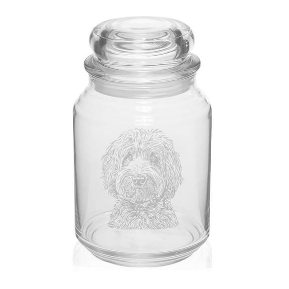 26 oz Glass Candy Jar Apothecary Storage Jar Gift Goldendoodle Head