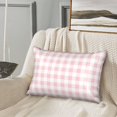 thumbnail image 2 of Pofeuu Pink Checkboard Print Satin Pillowcase for Hair and Skin Pillow Cases, Silk Pillow Cases, Soft Cooling Pillow Covers, 20x30 Inches（Pillow core not included）, 2 of 7