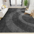 thumbnail image 1 of 7x10 Large Area Rugs Modern Wavy Circles Design Area Rug for Living Room, Black and Grey Modern Rug with Double Sided Carpet Tape for Bedroom Men Room Decor, 1 of 7