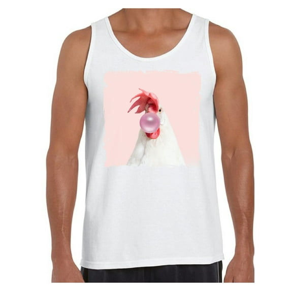 Awkward Styles Rooster Shirt Lovely Rooster Tank Top Men Tank Top Rooster Chewing Pink Gum Cute Rooster T Shirt Animal Tank Top for Men Rooster with Pink Gum Shirt Animal Men Shirt Funny Animal Gifts