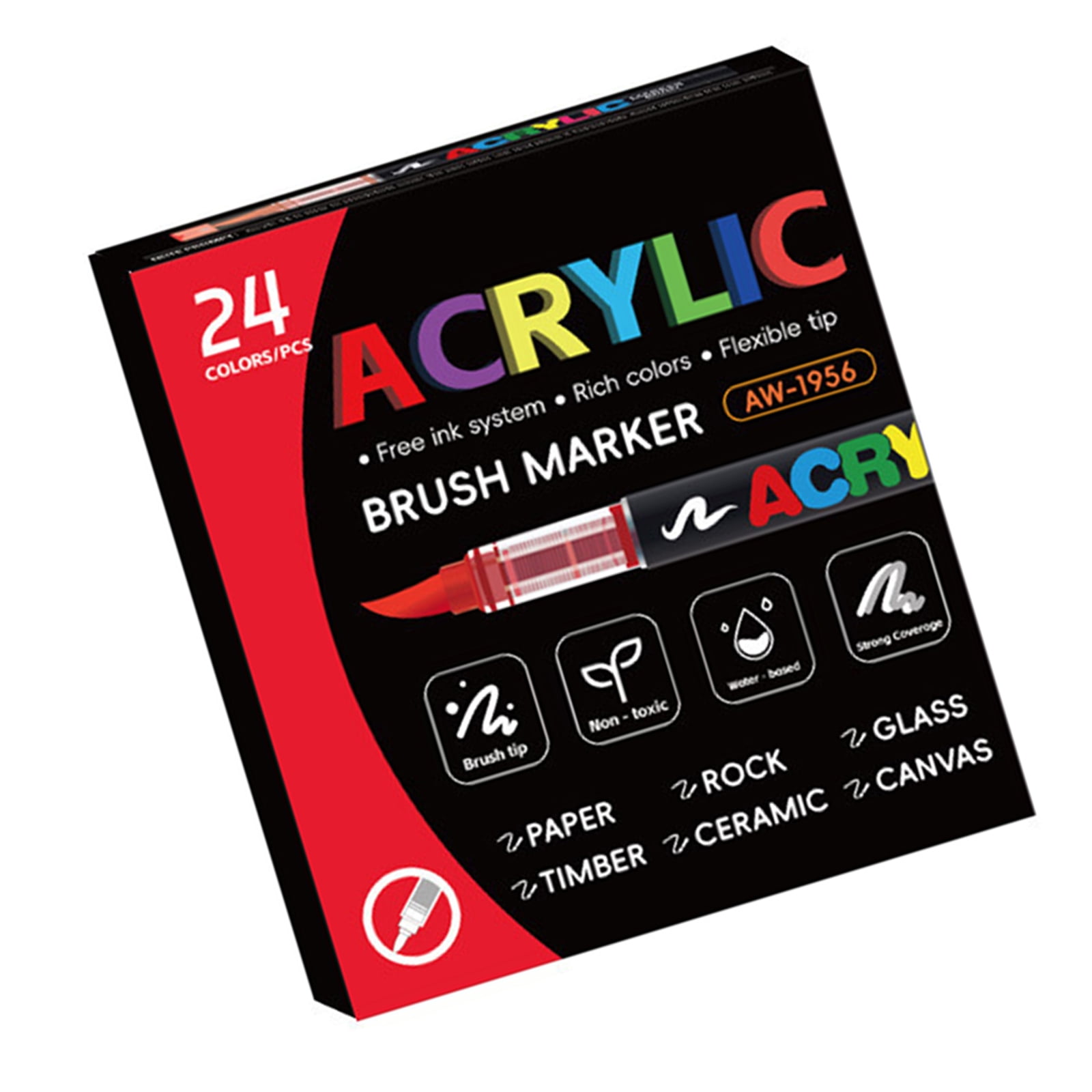 Acrylic Paint Marker with Soft Brush Tip Liquid Acrylic Paint Pen for Drawing on Paper Stone Rock Canvas Glass