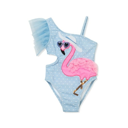 Flapdoodles girls Flamingo Applique Swimsuit, 6X