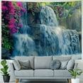 thumbnail image 4 of Fenyluxe  Waterfall Tapestry Purple Forest Wild Flowers Floral Green Jungle Plants Nature Landscape Wall Hanging Bedroom Living Room Hanging Decorative Blanket 40x60inch, 4 of 6