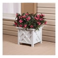 thumbnail image 5 of Set of 2 Chippendale Planter Boxes, White – Outdoor Flower Holder for Garden, Patio and Lawn – 14 ¾” sq. x 13 ¼ H Overall, 5 of 8