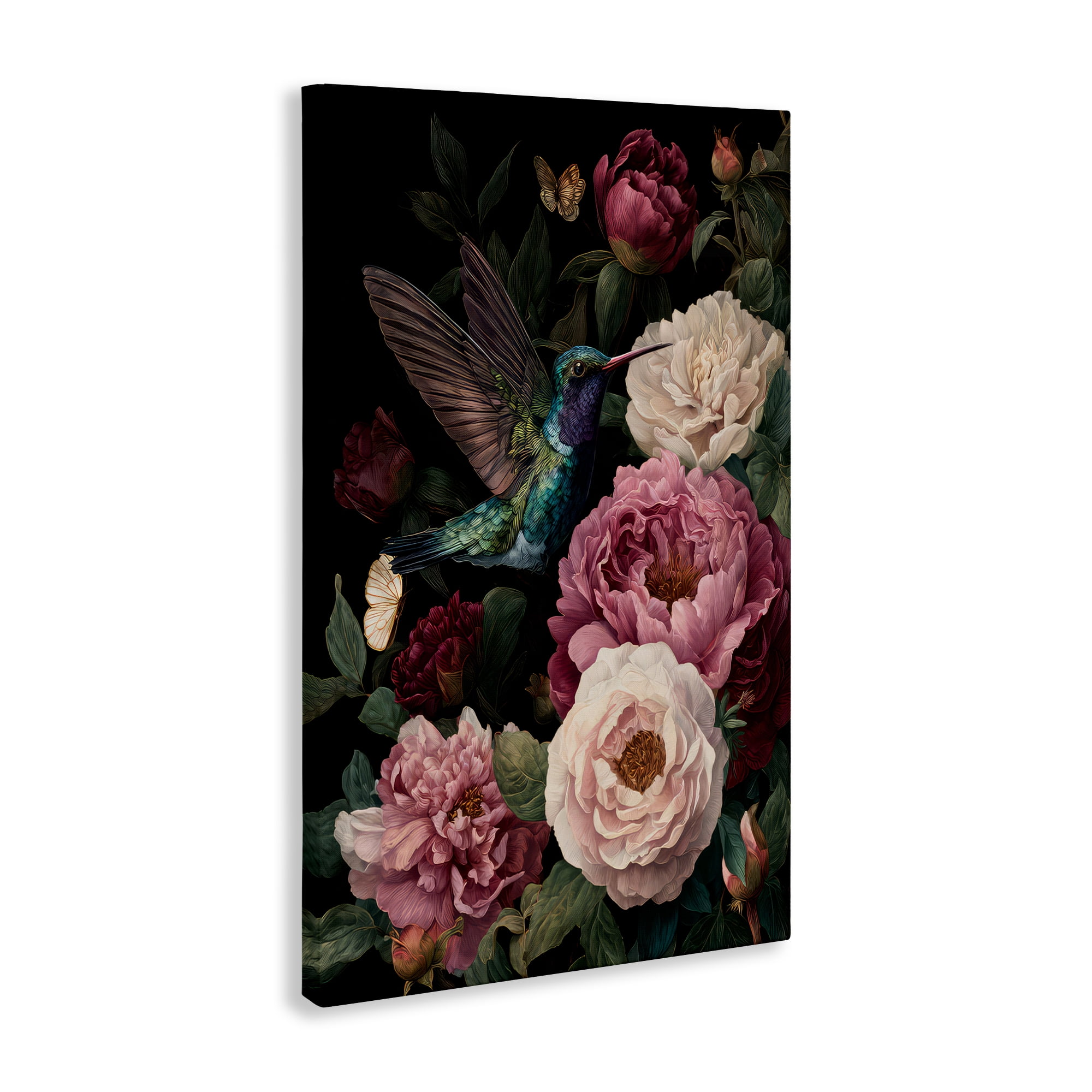 Stupell Industries Hummingbird & Lush Peonies Canvas Wall Art, design by The Wands Want