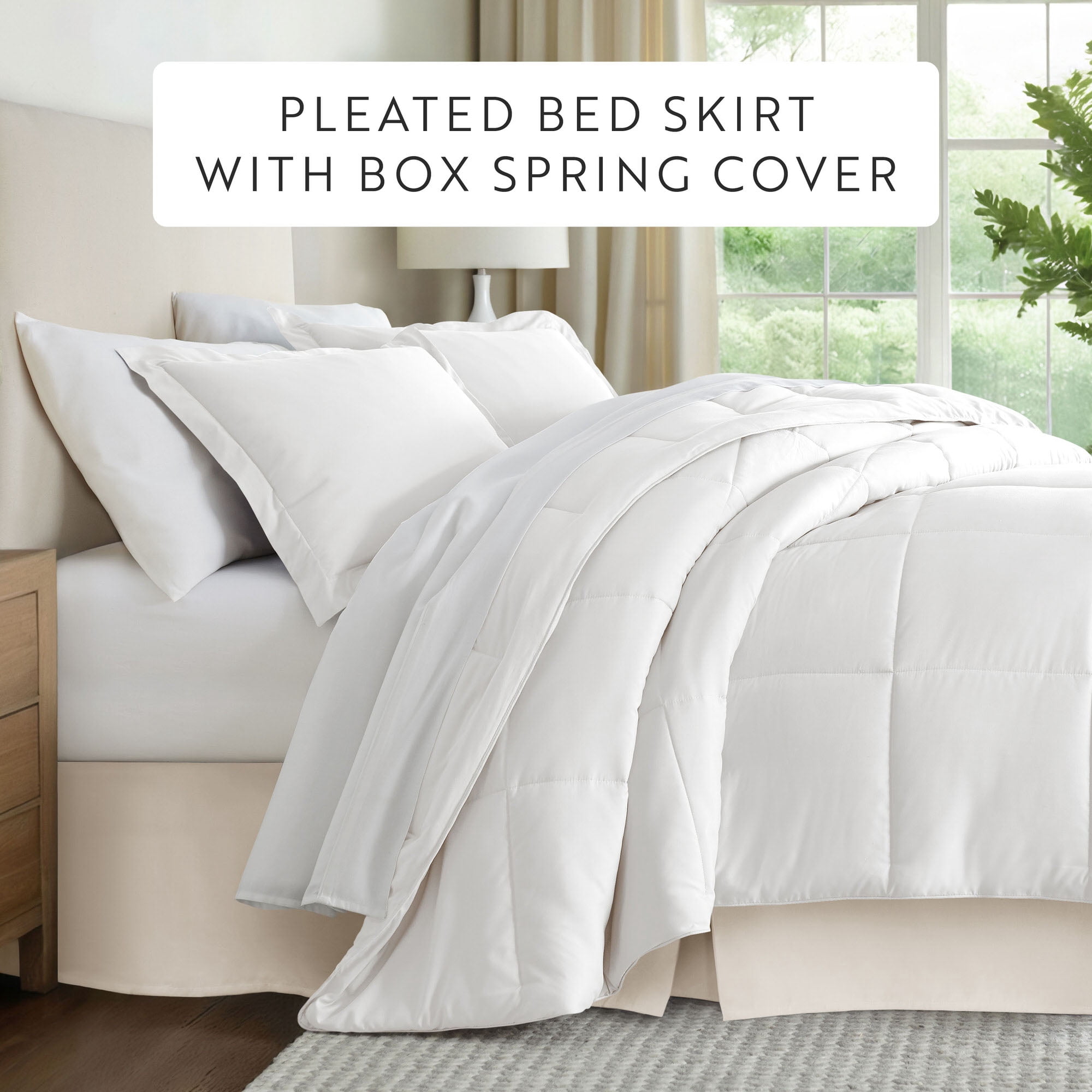 Noble Linens Ivory Pleated Dust Ruffle Bed Skirt, Full